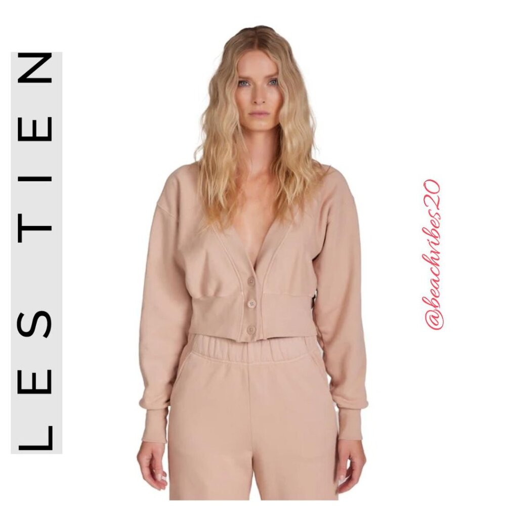 LES TIEN Diana Crop Cardigan Mauve Small NWOT O-240